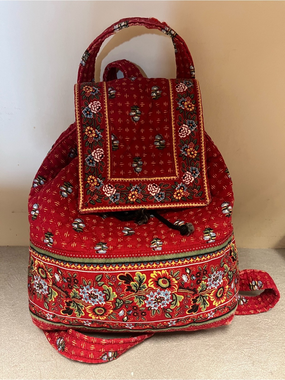 Vera Bradley Red Floral Quilted Backpack